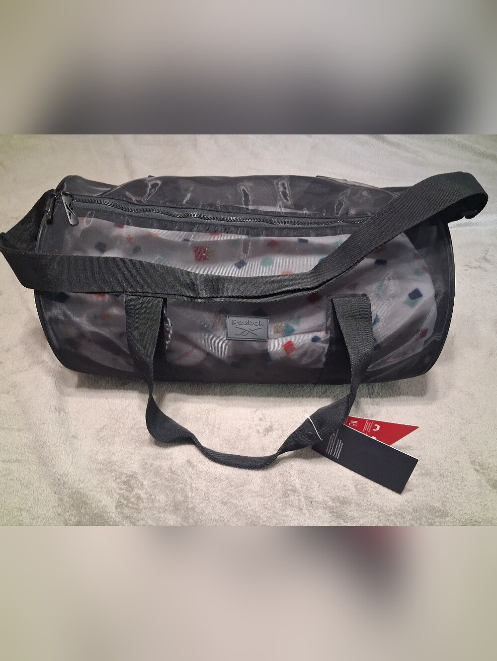 Reebok Plyo II Black Mesh Duffel Bag & Matching Pouch NWT